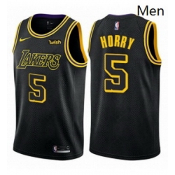 Mens Nike Los Angeles Lakers 5 Robert Horry Authentic Black City Edition NBA Jersey