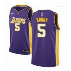 Mens Nike Los Angeles Lakers 5 Robert Horry Authentic Purple NBA Jersey Icon Edition