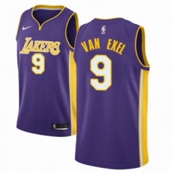 Mens Nike Los Angeles Lakers 9 Nick Van Exel Authentic Purple NBA Jersey Icon Edition 