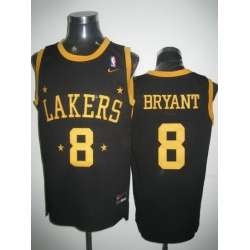 Nike Los Angeles Lakers 8 Kobe Bryant Black Authentic Throwback Jersey