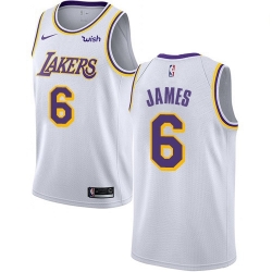 Women Nike Los Angeles Lakers 6 LeBron James White Women NBA Swingman Association Edition Jersey