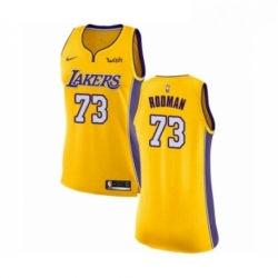 Womens Los Angeles Lakers 73 Dennis Rodman Authentic Gold Home Basketball Jersey Icon Edition