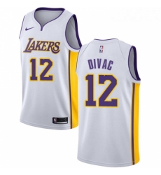 Womens Nike Los Angeles Lakers 12 Vlade Divac Authentic White NBA Jersey Association Edition