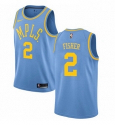 Womens Nike Los Angeles Lakers 2 Derek Fisher Authentic Blue Hardwood Classics NBA Jersey 