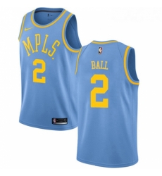 Womens Nike Los Angeles Lakers 2 Lonzo Ball Swingman Blue Hardwood Classics NBA Jersey