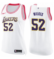 Womens Nike Los Angeles Lakers 52 Jamaal Wilkes Swingman WhitePink Fashion NBA Jersey