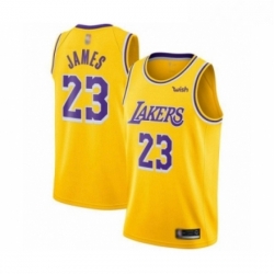 Youth Los Angeles Lakers 23 LeBron James Swingman Gold Basketball Jerseys Icon Edition 