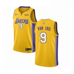 Youth Los Angeles Lakers 9 Nick Van Exel Swingman Gold Home Basketball Jersey Icon Edition 