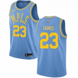 Youth Nike Los Angeles Lakers 23 LeBron James Swingman Blue Hardwood Classics NBA Jersey 