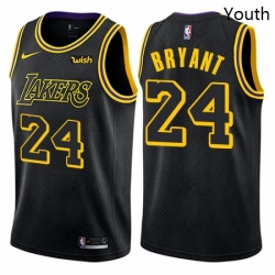 Youth Nike Los Angeles Lakers 24 Kobe Bryant Swingman Black NBA Jersey City Edition