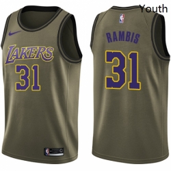 Youth Nike Los Angeles Lakers 31 Kurt Rambis Swingman Green Salute to Service NBA Jersey