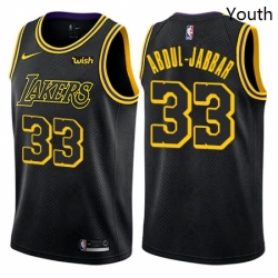 Youth Nike Los Angeles Lakers 33 Kareem Abdul Jabbar Swingman Black NBA Jersey City Edition