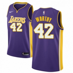 Youth Nike Los Angeles Lakers 42 James Worthy Authentic Purple NBA Jersey Icon Edition