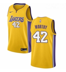 Youth Nike Los Angeles Lakers 42 James Worthy Swingman Gold Home NBA Jersey Icon Edition