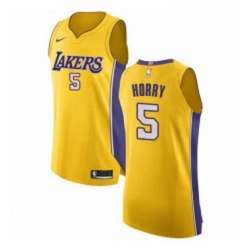 Youth Nike Los Angeles Lakers 5 Robert Horry Authentic Gold Home NBA Jersey Icon Edition