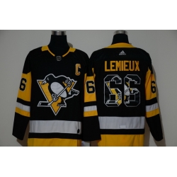 Men Pittsburgh Penguins 66 Mario Lemieux Black Adidas Fashion Jersey