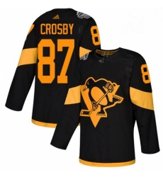 Mens Adidas Pittsburgh Penguins 87 Sidney Crosby Black Authentic 2019 Stadium Series Stitched NHL Jersey 