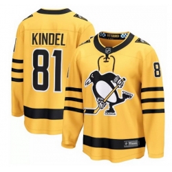 NHL Penguins 81 KINDEL Yellow Stitched Fanatics Hockey Jersey