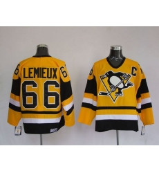 Penguins #66 Mario Lemieux Stitched Yellow Mitchell 26Ness NHL Jersey