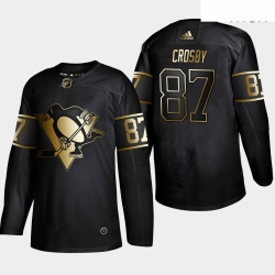 Penguins 87 Sidney Crosby Black Gold Adidas Jersey