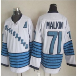 Pittsburgh Penguins #71 Evgeni Malkin White-Light Blue CCM Throwback Stitched NHL jersey