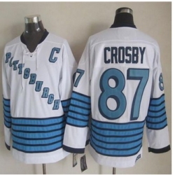 Pittsburgh Penguins #87 Sidney Crosby White-Light Blue CCM Throwback Stitched NHL jersey