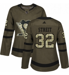 Womens Adidas Pittsburgh Penguins 22 Matt Hunwick Authentic Green Salute to Service NHL Jersey 