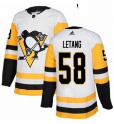 Womens Adidas Pittsburgh Penguins 58 Kris Letang Authentic White Away NHL Jersey 