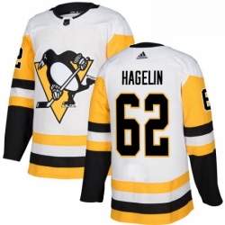 Womens Adidas Pittsburgh Penguins 62 Carl Hagelin Authentic White Away NHL Jersey 