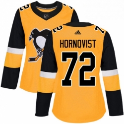 Womens Adidas Pittsburgh Penguins 72 Patric Hornqvist Authentic Gold Alternate NHL Jersey 