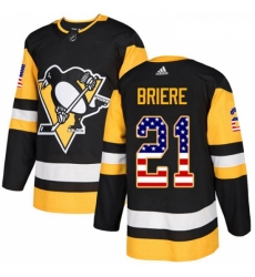 Youth Adidas Pittsburgh Penguins 21 Michel Briere Authentic Black USA Flag Fashion NHL Jersey 