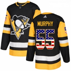 Youth Adidas Pittsburgh Penguins 55 Larry Murphy Authentic Black USA Flag Fashion NHL Jersey 