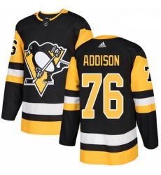 Youth Adidas Pittsburgh Penguins 76 Calen Addison Authentic Black Home NHL Jersey 