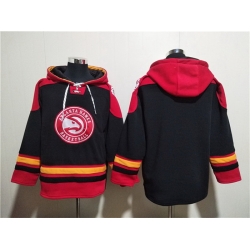 Men Atlanta Hawks Blank Black Red Lace Up Pullover Hoodie