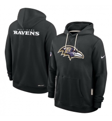 Men Baltimore Ravens Black Sideline Standard Issue Initial Home Dri FIT Pullover Hoodie Men Baltimore Ravens Black Sideline Standard Issue Initial Home Dri FIT Pullover Hoodie