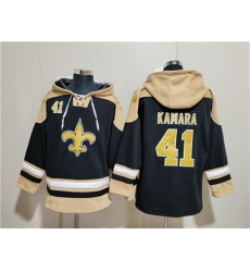 Men New Orleans Saints 41 Alvin Kamara Black Ageless Must Have Lace Up Pullover Hoodie