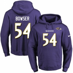 NFL Mens Nike Baltimore Ravens 54 Tyus Bowser Purple Name Number Pullover Hoodie