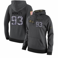 NFL Womens Nike Baltimore Ravens 93 Chris Wormley Stitched Black Anthracite Salute to Service Player Performance Hoodie