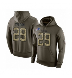 Football Mens Buffalo Bills 29 TJ Yeldon Green Salute To Service Pullover Hoodie