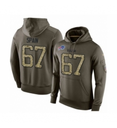 Football Mens Buffalo Bills 67 Quinton Spain Green Salute To Service Pullover Hoodie