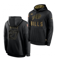 Men Buffalo Bills 27 Tre 27Davious White 2020 Salute To Service Black Sideline Performance Pullover Hoodie