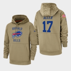 Mens Buffalo Bills 17 Josh Allen 2019 Salute to Service Sideline Therma Pullover Hoodie Tan