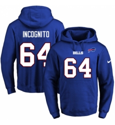 NFL Mens Nike Buffalo Bills 64 Richie Incognito Royal Blue Name Number Pullover Hoodie