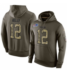 NFL Nike Buffalo Bills 12 Jim Kelly Green Salute To Service Mens Pullover Hoodie