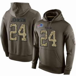 NFL Nike Buffalo Bills 24 Leonard Johnson Green Salute To Service Mens Pullover Hoodie