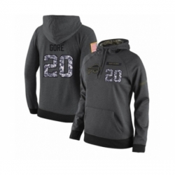 Football Womens Buffalo Bills 20 Frank Gore Stitched Black Anthracite Salute to Service Player Performance Hoodie