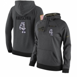 NFL Womens Nike Buffalo Bills 4 Stephen Hauschka Stitched Black Anthracite Salute to Service Player Performance Hoodie