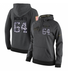 NFL Womens Nike Buffalo Bills 64 Richie Incognito Stitched Black Anthracite Salute to Service Player Performance Hoodie