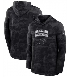 Men Carolina Panthers Black 2026 Salute to Service Sideline Lightweight Hoodie Dri FIT Long Sleeve Top