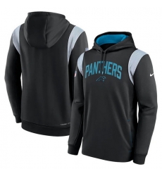 Men Carolina Panthers Black Sideline Stack Performance Pullover Hoodie 001